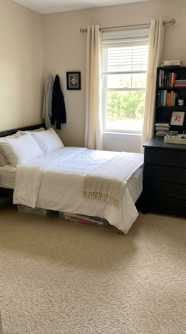 After: the same room cleaned and tidy